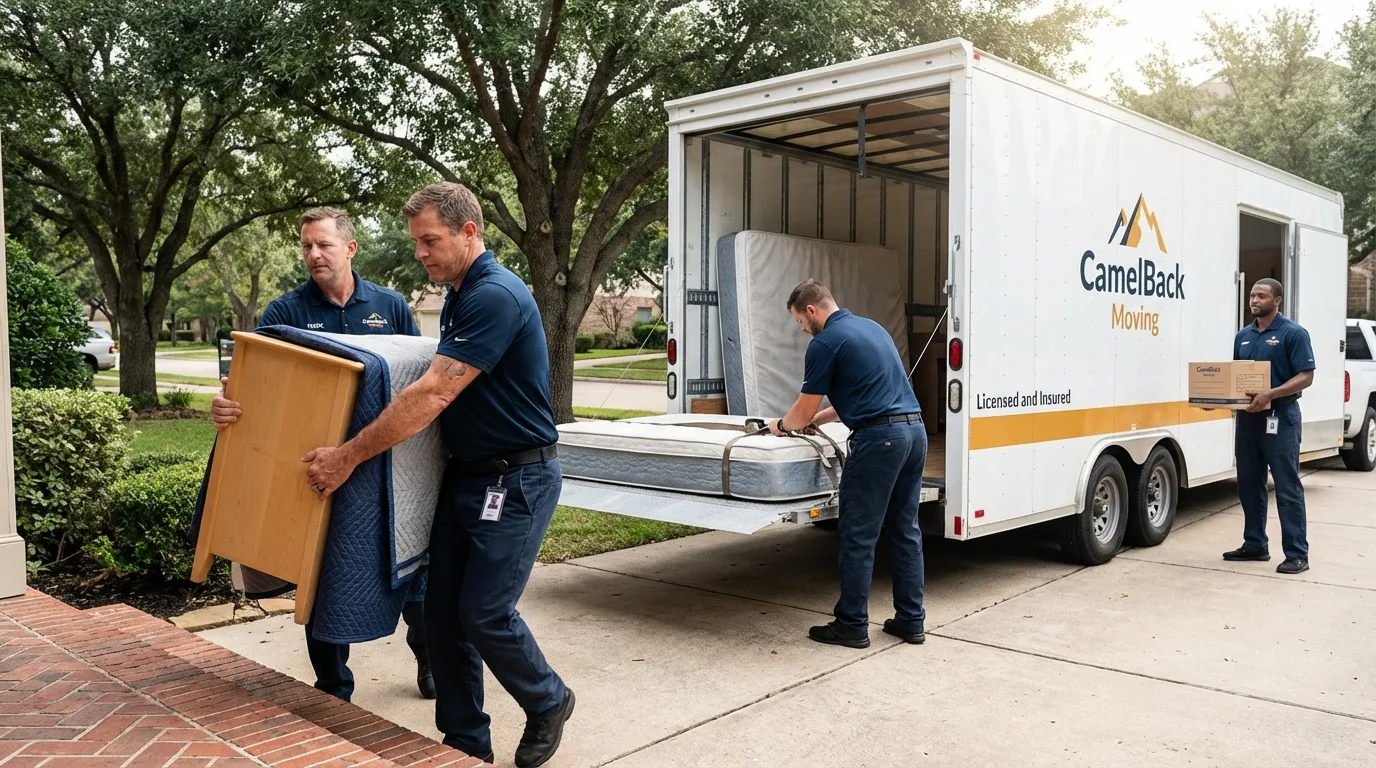 Crew loading residential truck for cross-state move from Ellerbe, NC