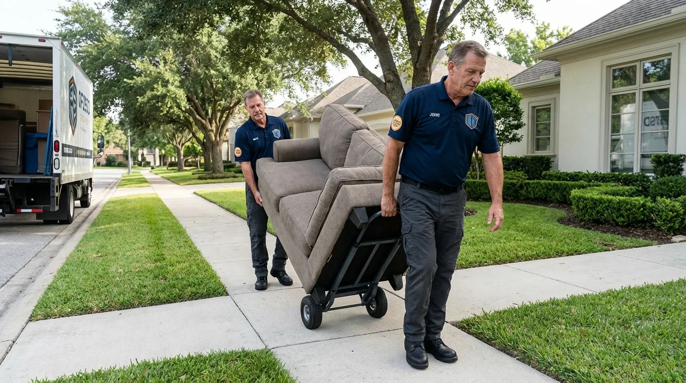 Local residential moving crew loading furniture in Ellerbe, NC